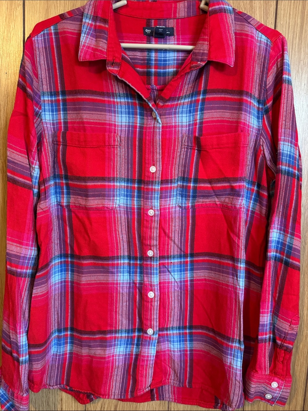 GAP Red and Blue Plaid Button-Down Shirt